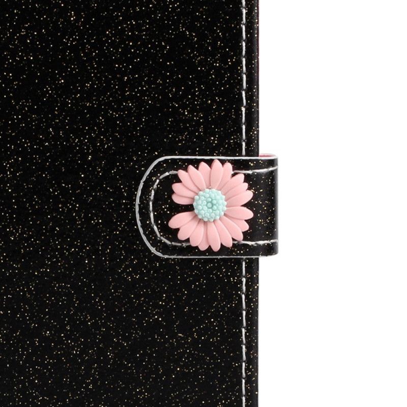 Lederhüllen iPhone 7 / 8 / SE 2 Pink Pailletten Und Blumenanhänger