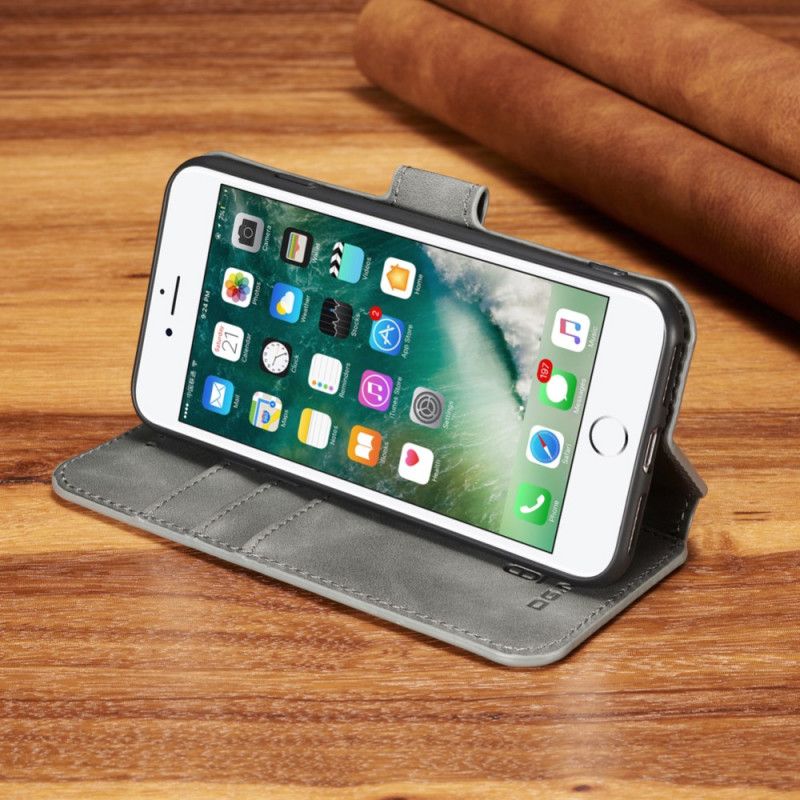 Lederhüllen iPhone 7 / 8 / SE 2 Schwarz Handyhülle Retro Dg.Ming