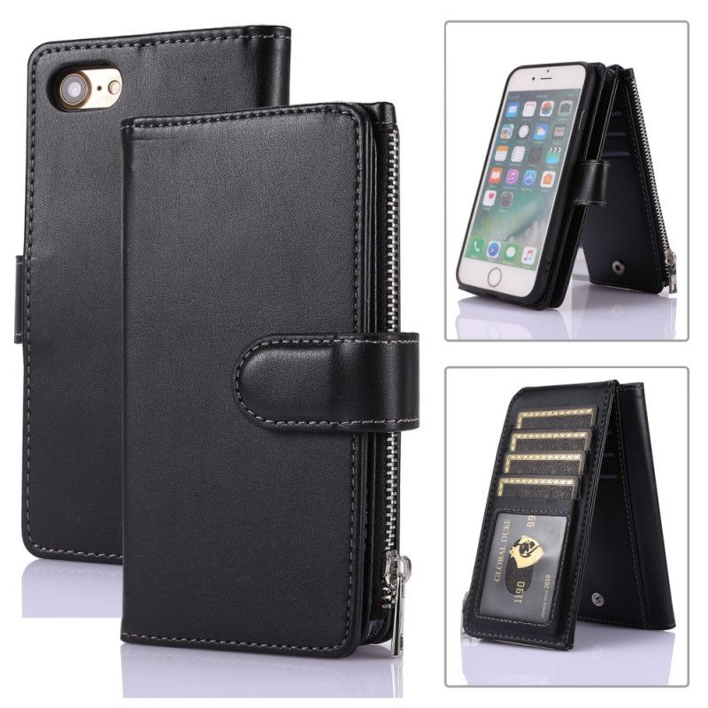 Lederhüllen iPhone 7 / 8 / SE 2 Schwarz Multifunktions-Business-Wallet