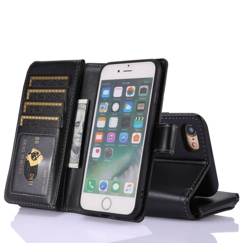 Lederhüllen iPhone 7 / 8 / SE 2 Schwarz Multifunktions-Business-Wallet