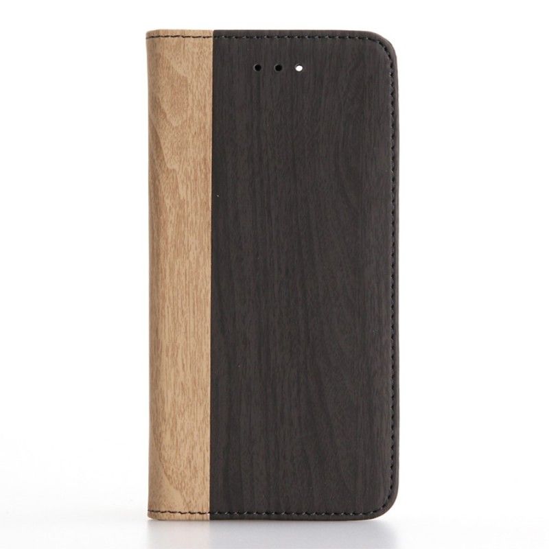 Lederhüllen iPhone 7 / 8 / SE 2 Schwarz Zweifarbiger Holzeffekt