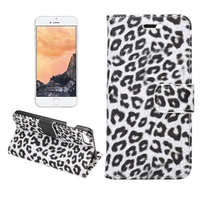 Lederhüllen iPhone 7 / 8 / SE 2 Weiß Leopard