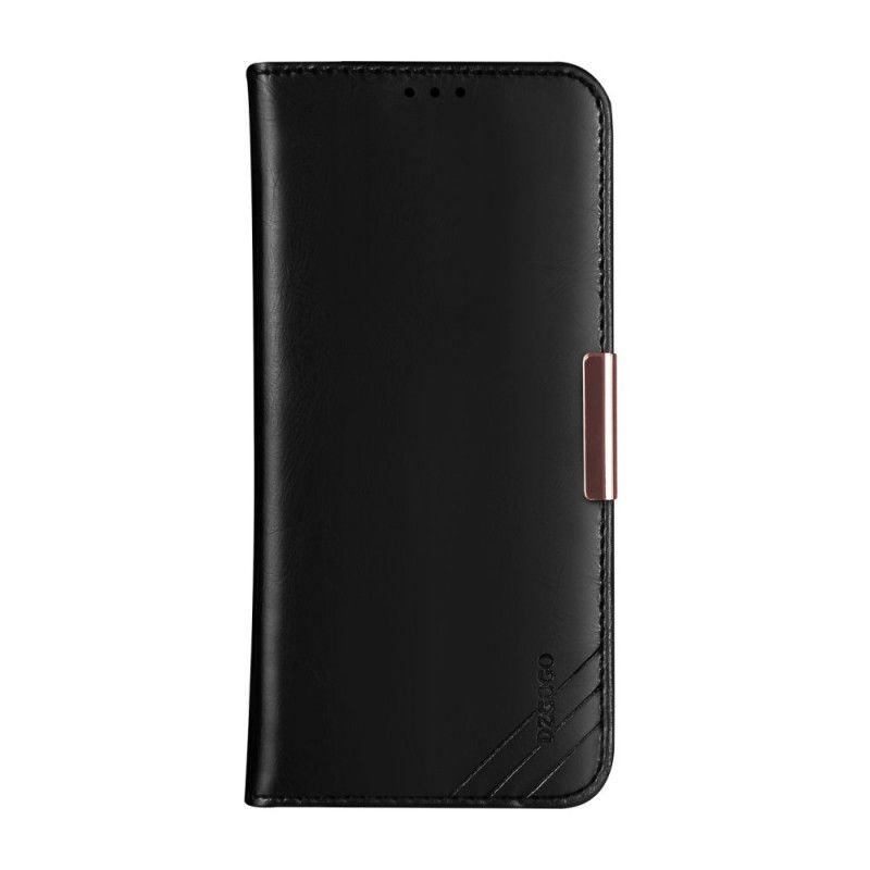 Flip Case iPhone 12 Mini Schwarz Dzgogo Echtes Leder