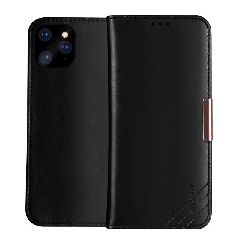 Flip Case iPhone 12 Mini Schwarz Dzgogo Echtes Leder