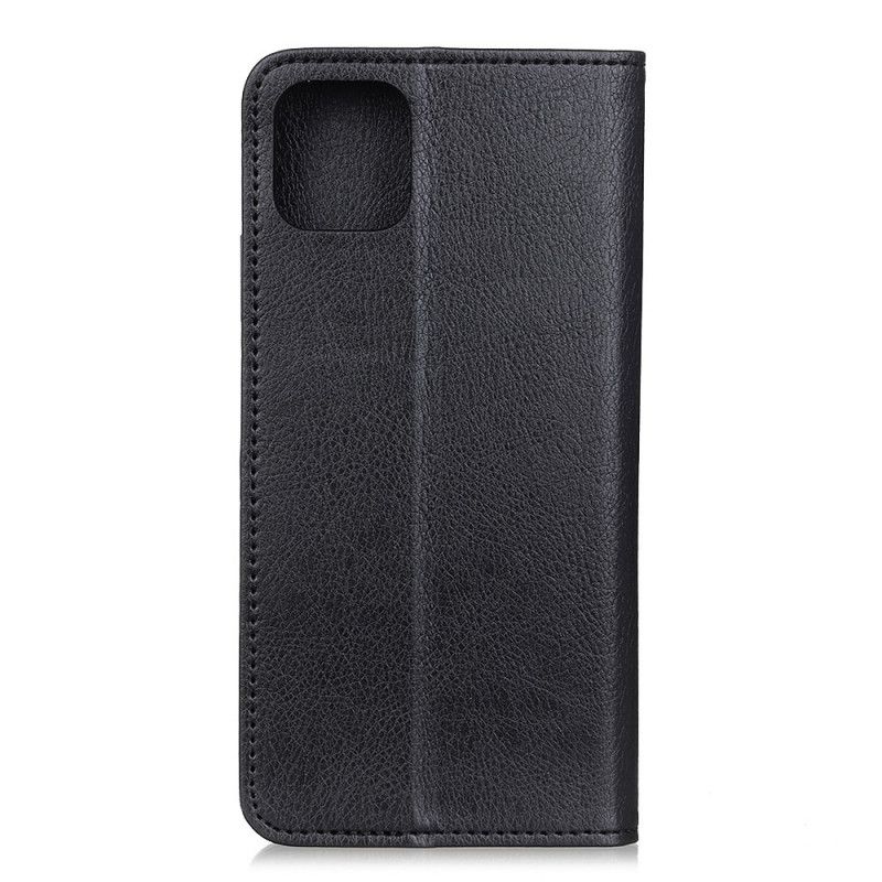 Flip Case iPhone 12 Mini Schwarz Elegantes Geteiltes Litschileder