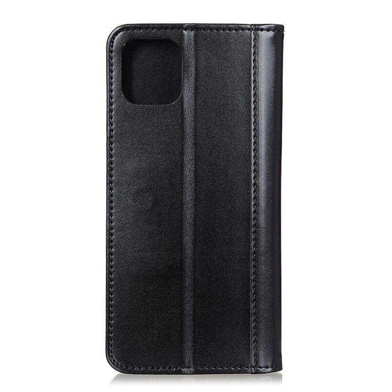 Flip Case iPhone 12 Mini Schwarz Gespaltenes Leder