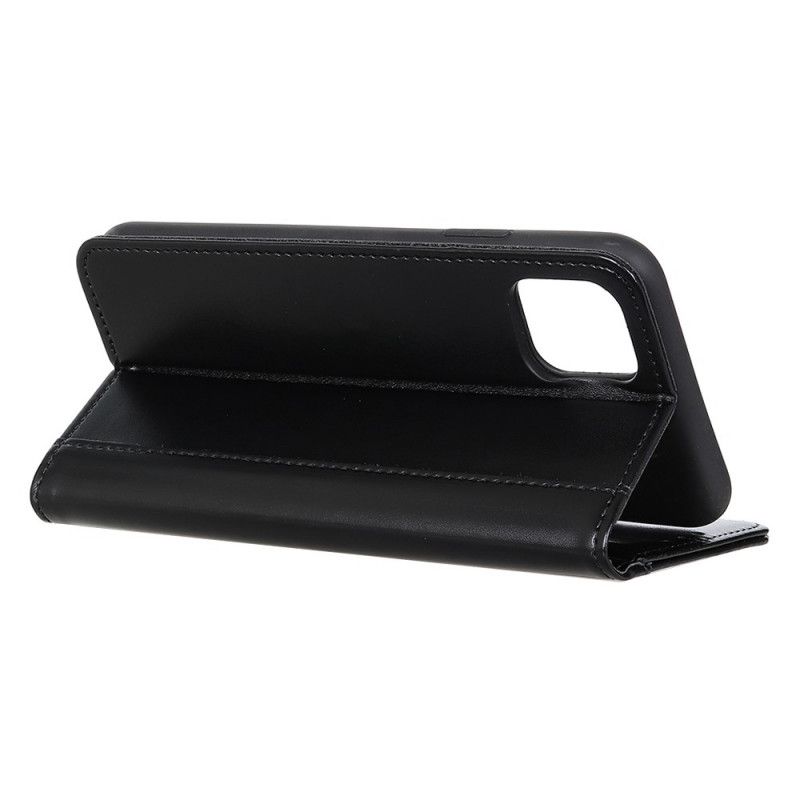 Flip Case iPhone 12 Mini Schwarz Gespaltenes Leder