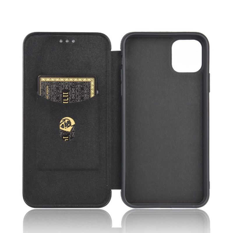 Flip Case iPhone 12 Mini Schwarz Handyhülle Kohlefaser