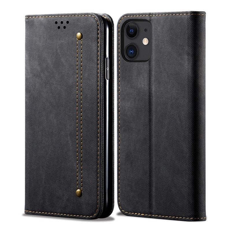 Flip Case iPhone 12 Mini Schwarz Jeansimitat-Jeans