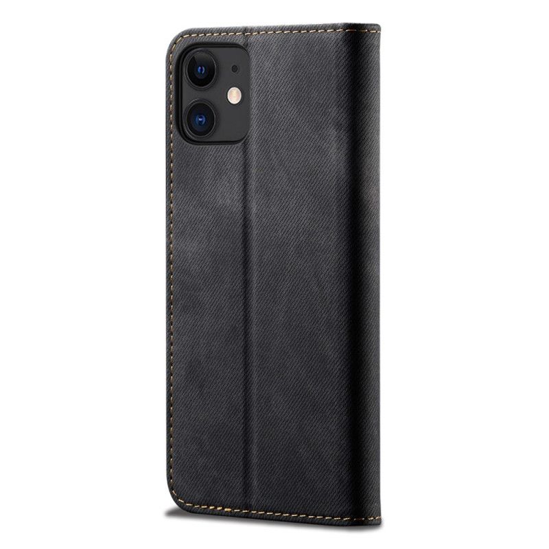 Flip Case iPhone 12 Mini Schwarz Jeansimitat-Jeans