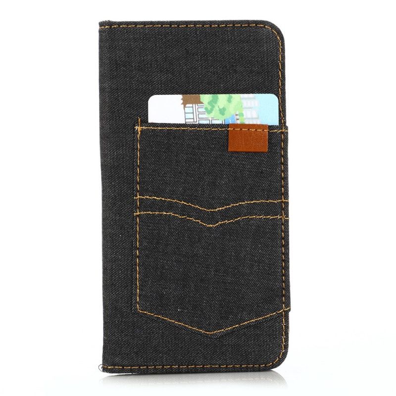 Flip Case iPhone 12 Mini Schwarz Kartenhalter Mit Jeanstasche Vorne