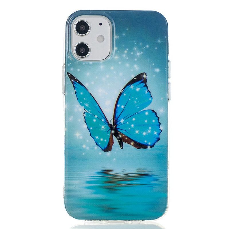 Hülle Für iPhone 12 Mini Fluoreszierender Blauer Schmetterling