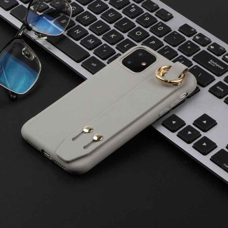 Hülle Für iPhone 12 Mini Grau Silikon Mit Tragegurt