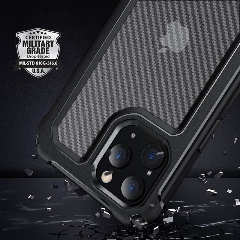 Hülle Für iPhone 12 Mini Schwarz Transparente Kohlefasertextur