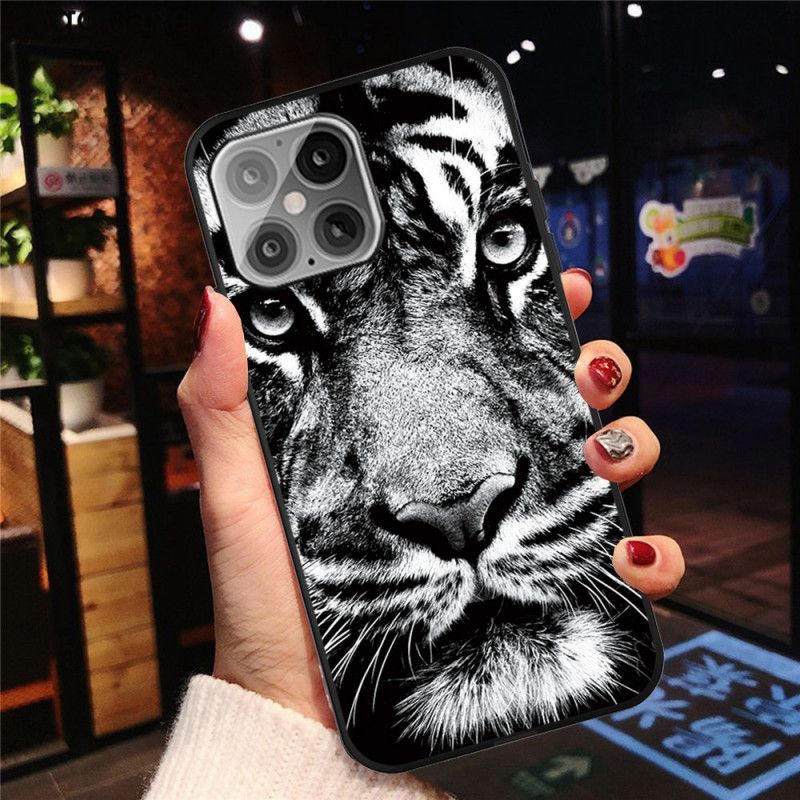 Hülle Für iPhone 12 Mini Schwarzweiss-Tiger