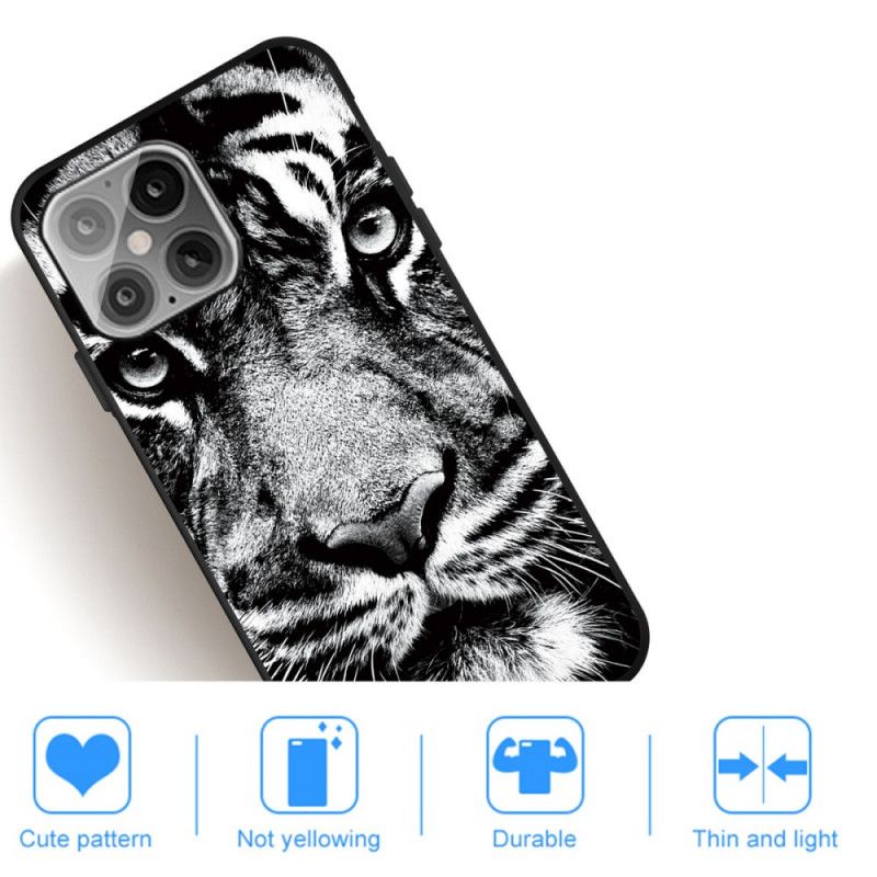 Hülle Für iPhone 12 Mini Schwarzweiss-Tiger