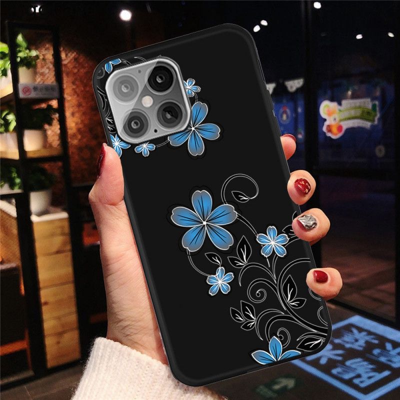 Hülle iPhone 12 Mini Blaue Blüten
