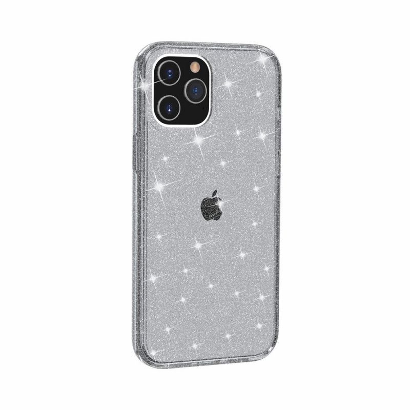 Hülle iPhone 12 Mini Grau Transparenter Glitzer