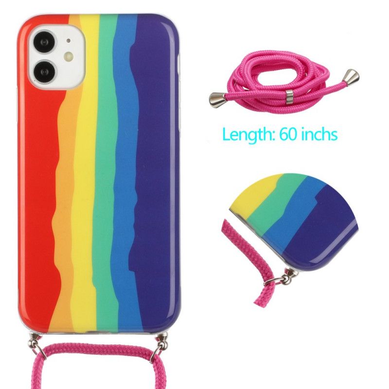 Hülle iPhone 12 Mini Rot Mit Regenbogenschnur