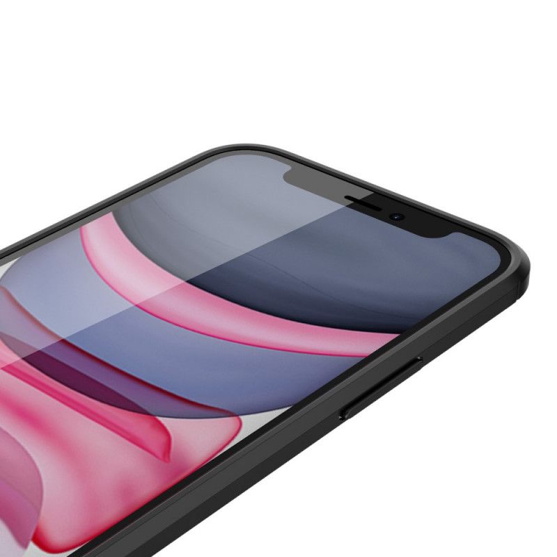 Hülle iPhone 12 Mini Schwarz Doppellinien-Litschileder-Effekt