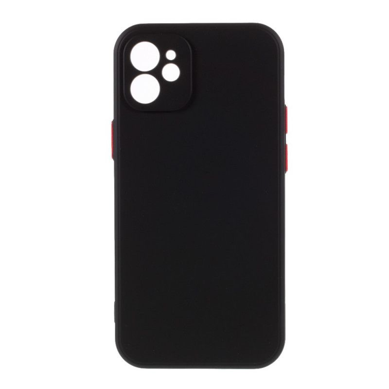Hülle iPhone 12 Mini Schwarz Flexibler Silikonfarbener Knopf