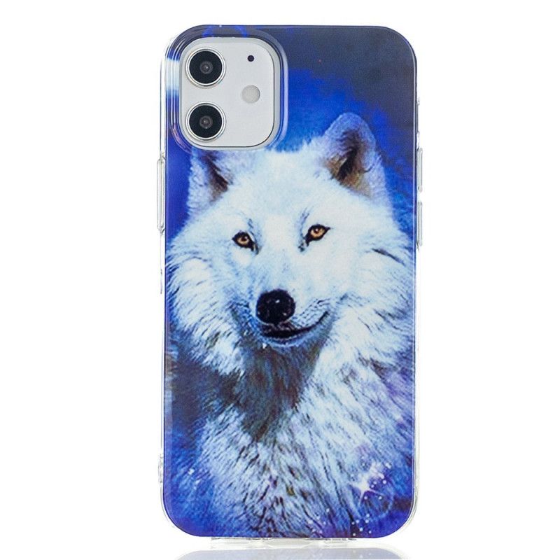 Hülle iPhone 12 Mini Schwarz Fluoreszierende Wolfsreihe