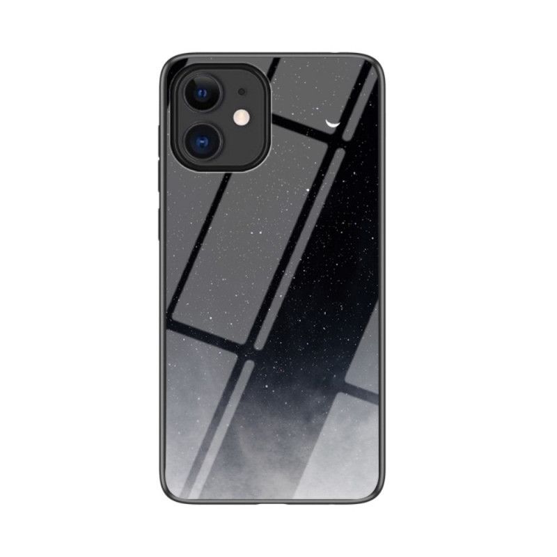 Hülle iPhone 12 Mini Schwarz Gehärtetes Sternenhimmelglas