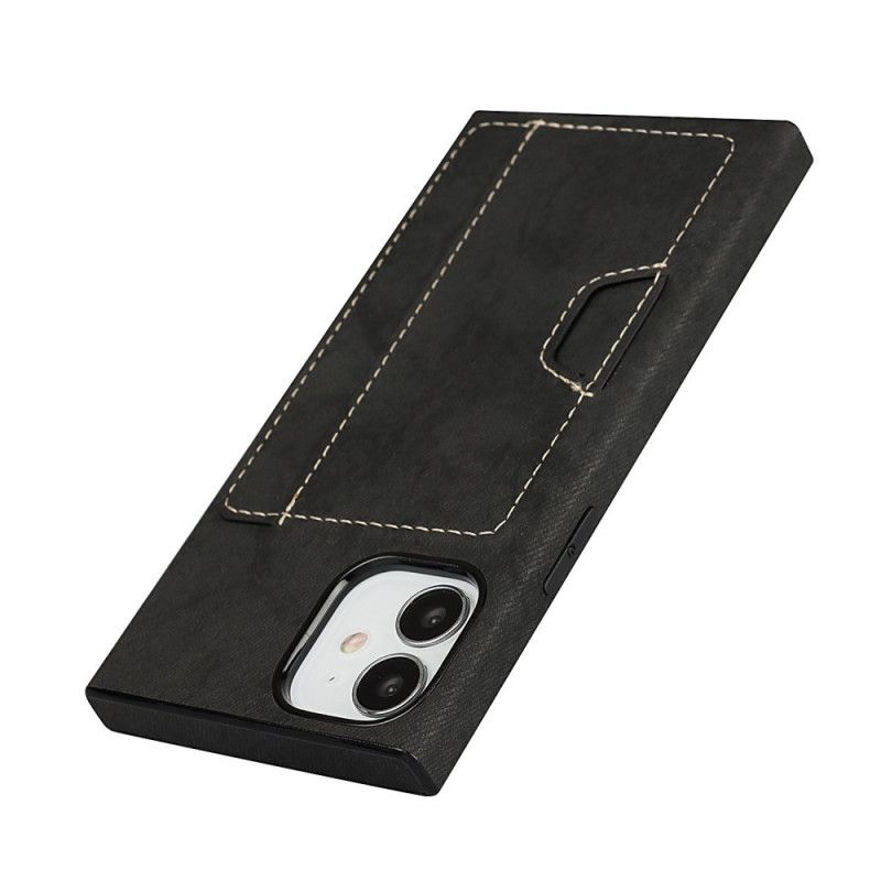 Hülle iPhone 12 Mini Schwarz Kartenhalter Aus Silikon Und Samt
