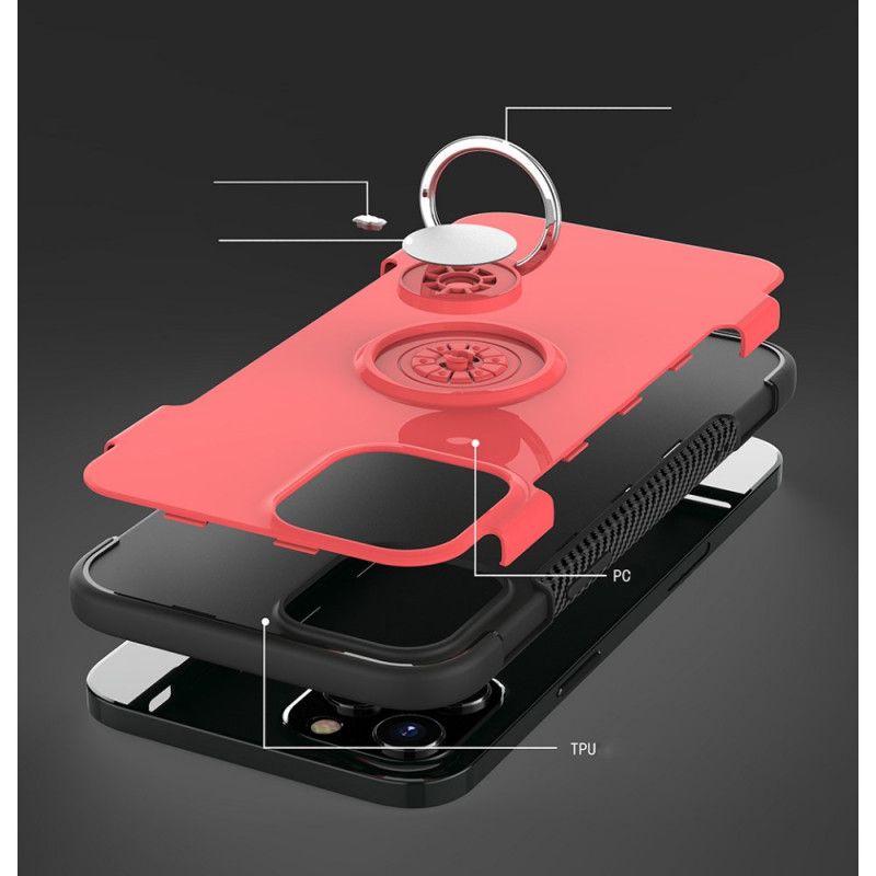 Hülle iPhone 12 Mini Schwarz Kohlefasermetallring