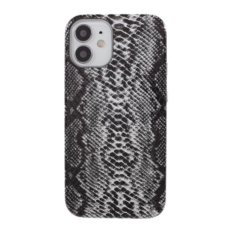 Hülle iPhone 12 Mini Schwarz Schlangenhaut-Effekt