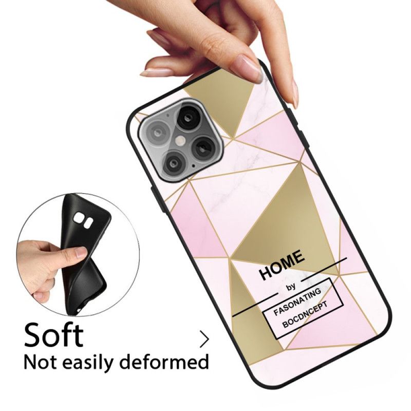 Hülle iPhone 12 Mini Schwarz Stilisierter Marmor