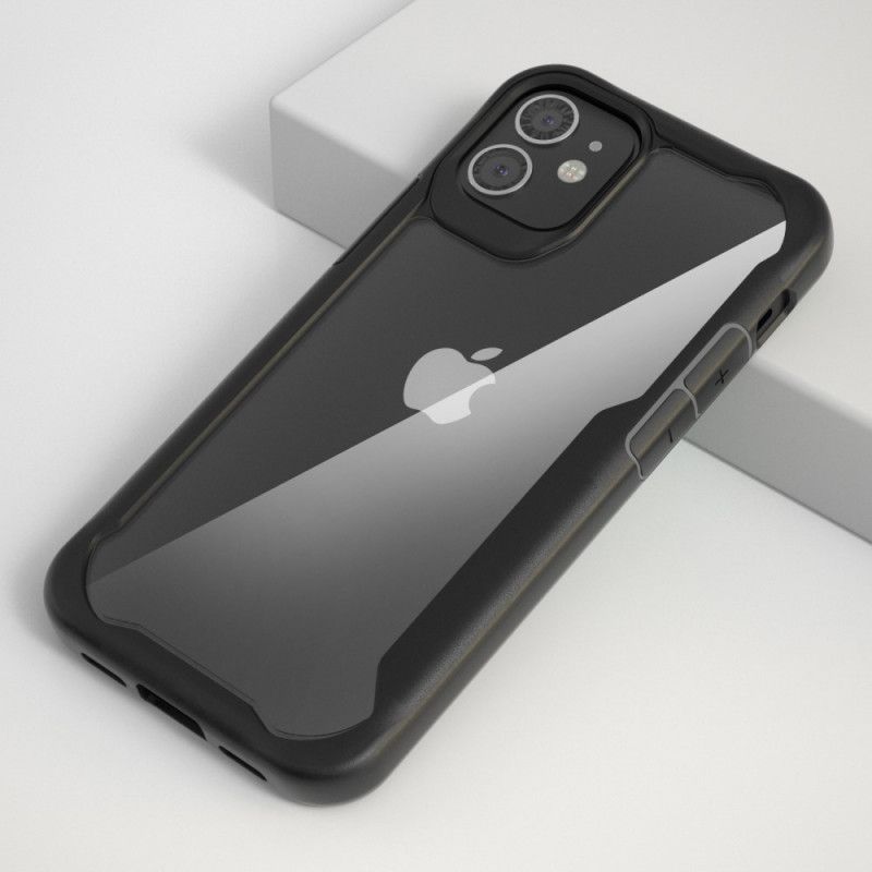 Hülle iPhone 12 Mini Schwarz Transparenter Hybrid Mit Silikonkanten