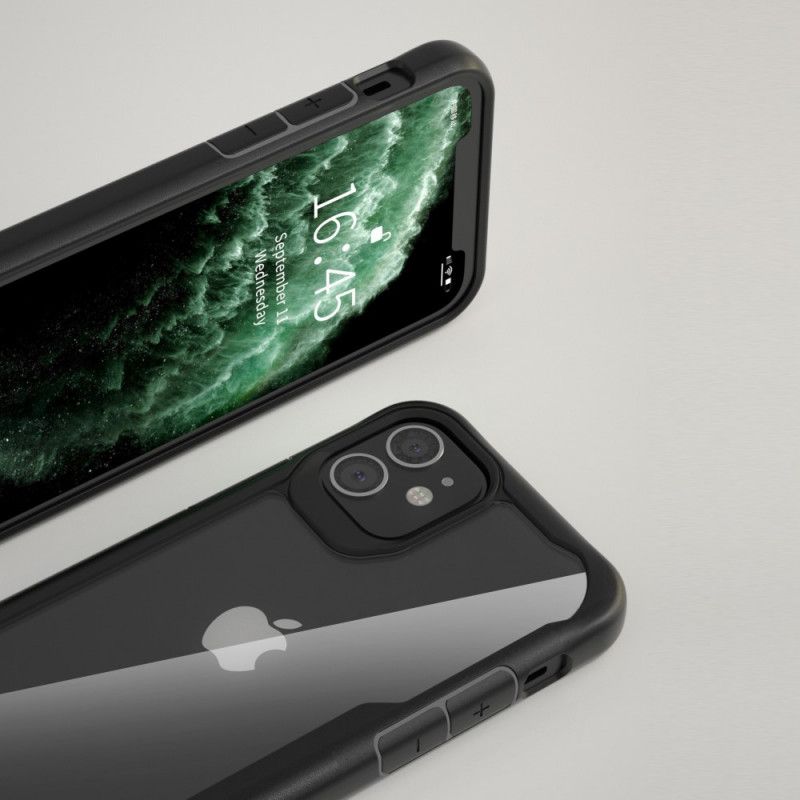 Hülle iPhone 12 Mini Schwarz Transparenter Hybrid Mit Silikonkanten