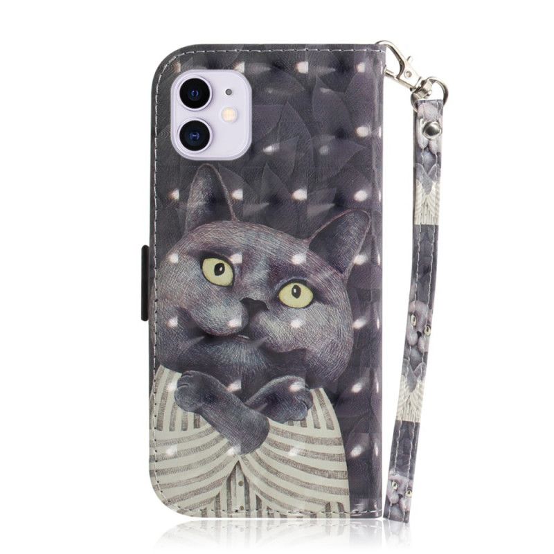 Lederhüllen iPhone 12 Mini Graue Katze Mit Tanga