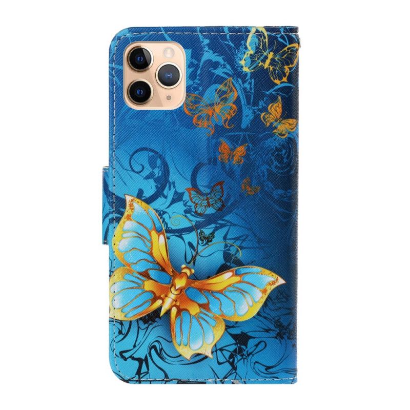 Lederhüllen iPhone 12 Mini Hellblau Handyhülle Schmetterlingsvariationen Mit Tanga