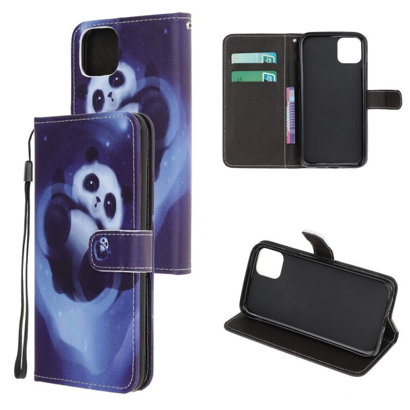 Lederhüllen iPhone 12 Mini Panda Space Mit Tanga