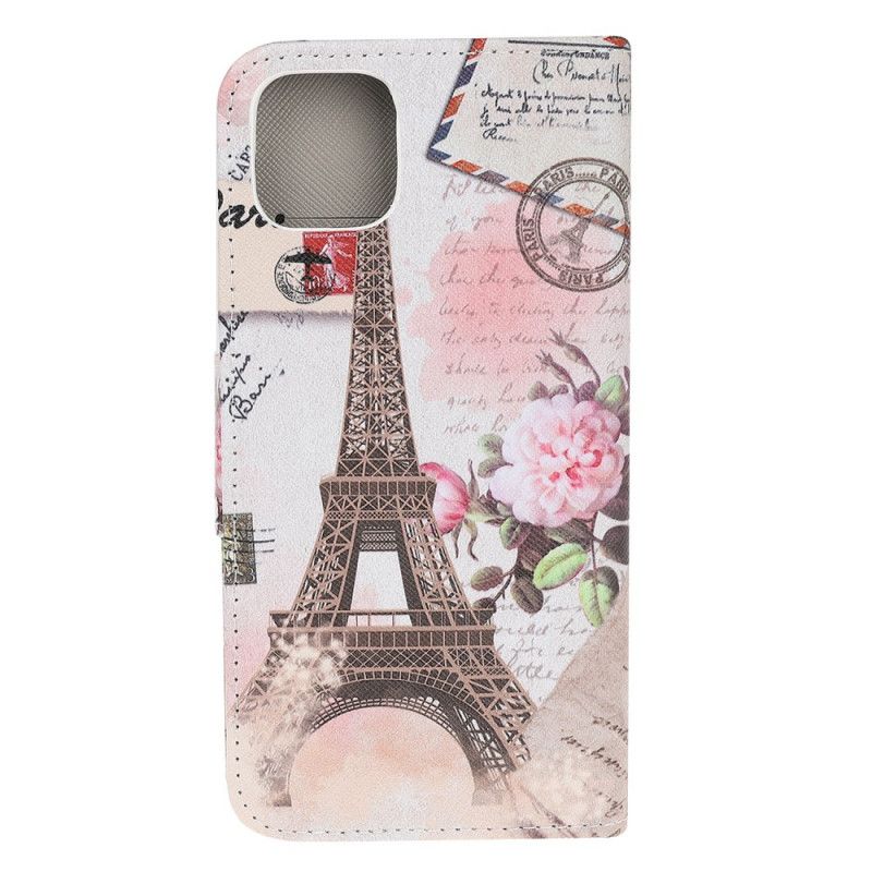 Lederhüllen iPhone 12 Mini Retro-Eiffelturm