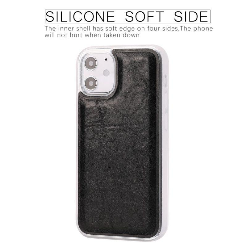 Lederhüllen iPhone 12 Mini Schwarz Abnehmbare Schale Im Alter Von Leder