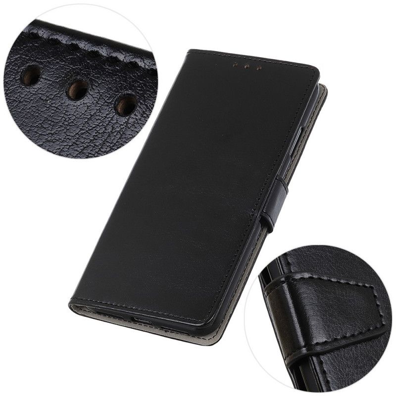 Lederhüllen iPhone 12 Mini Schwarz Einfacher Glänzender Ledereffekt