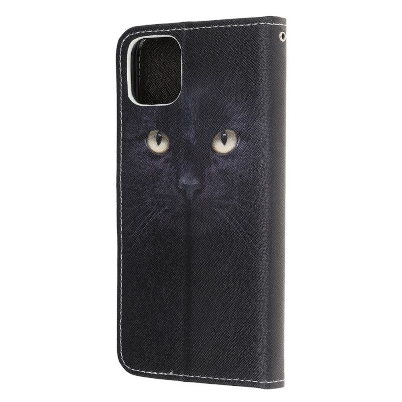 Lederhüllen iPhone 12 Mini Schwarze Katzenaugen Mit Tanga