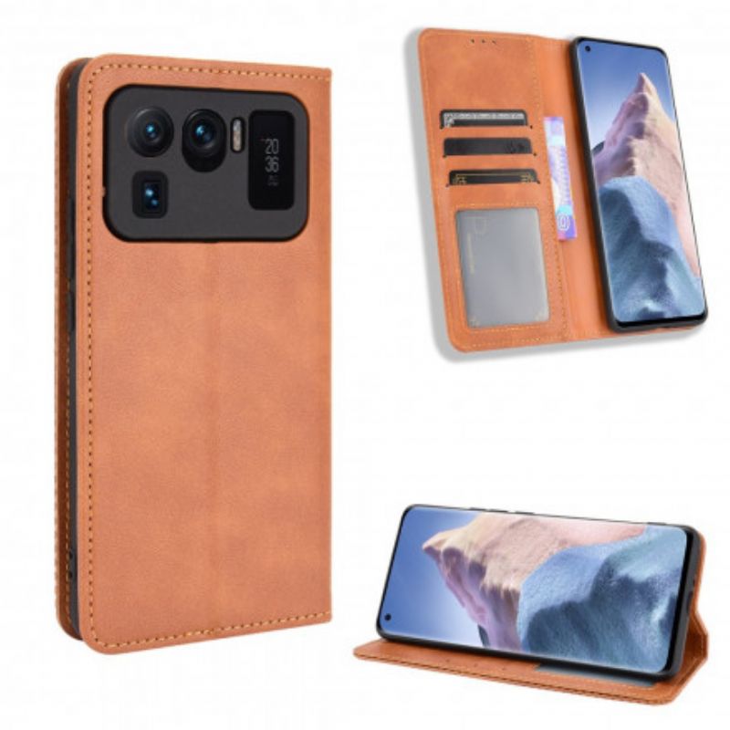 Flip Case Für Xiaomi Mi 11 Ultra Stilisierter Vintage-ledereffekt