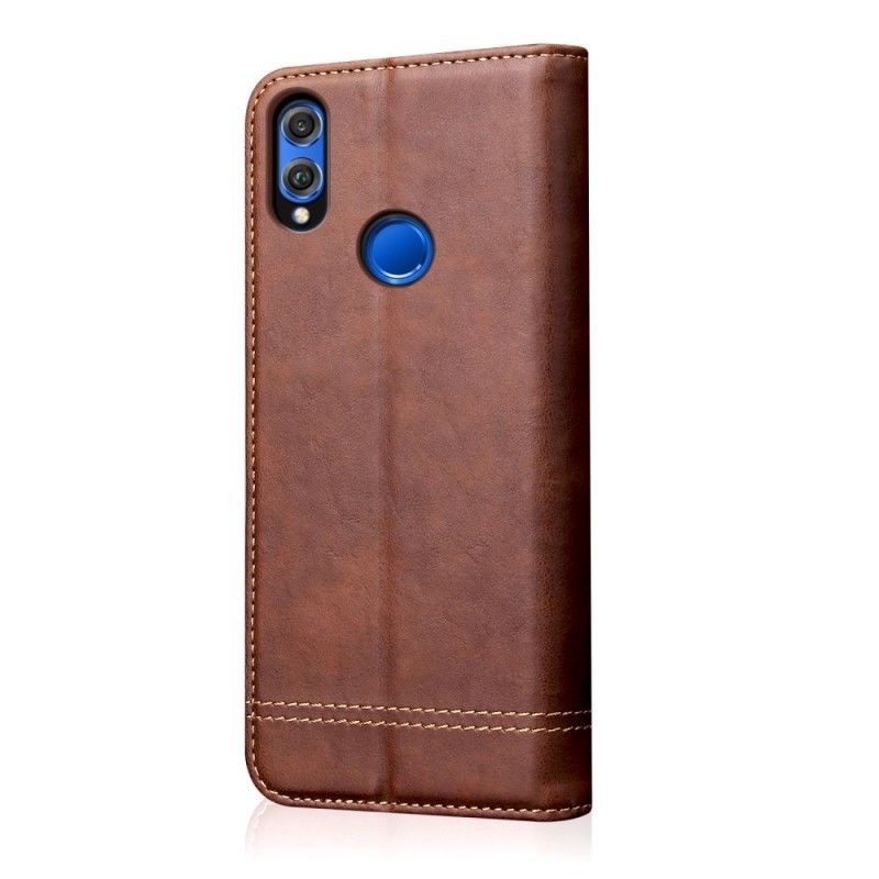 Flip Case Honor 8X Schwarz Genähter Ledereffekt