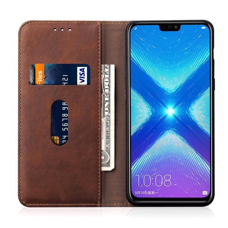 Flip Case Honor 8X Schwarz Genähter Ledereffekt