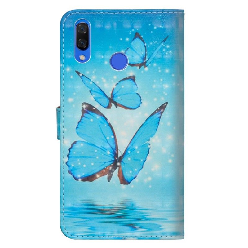 Lederhüllen Honor 8X Fliegende Blaue Schmetterlinge