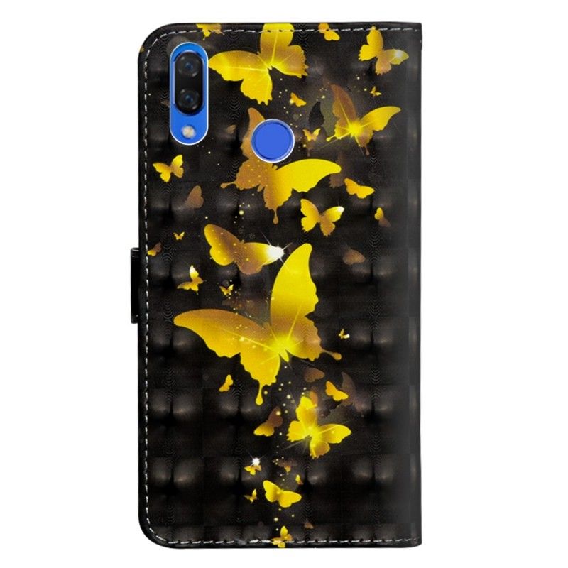 Lederhüllen Honor 8X Handyhülle Gelbe Schmetterlinge