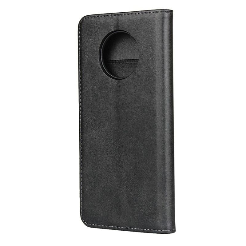 Flip Case OnePlus 7T Schwarz Handyhülle Premium-Kunstledernähte