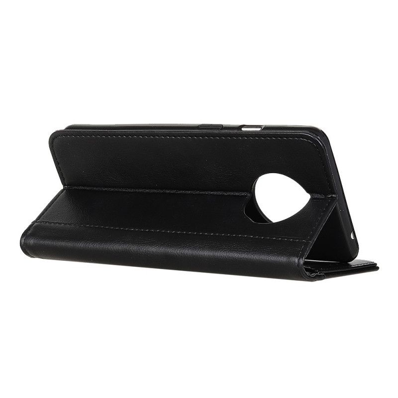 Flip Case OnePlus 7T Schwarz Litschi-Spaltlederversion