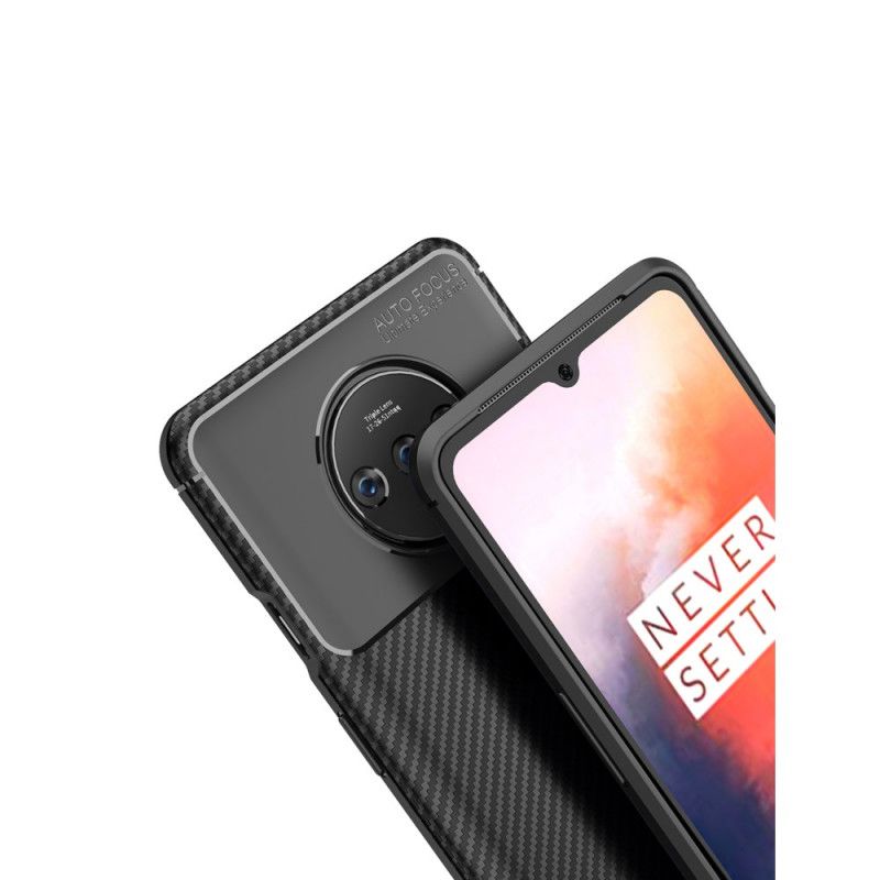 Hülle OnePlus 7T Schwarz Flexible Kohlefasertextur