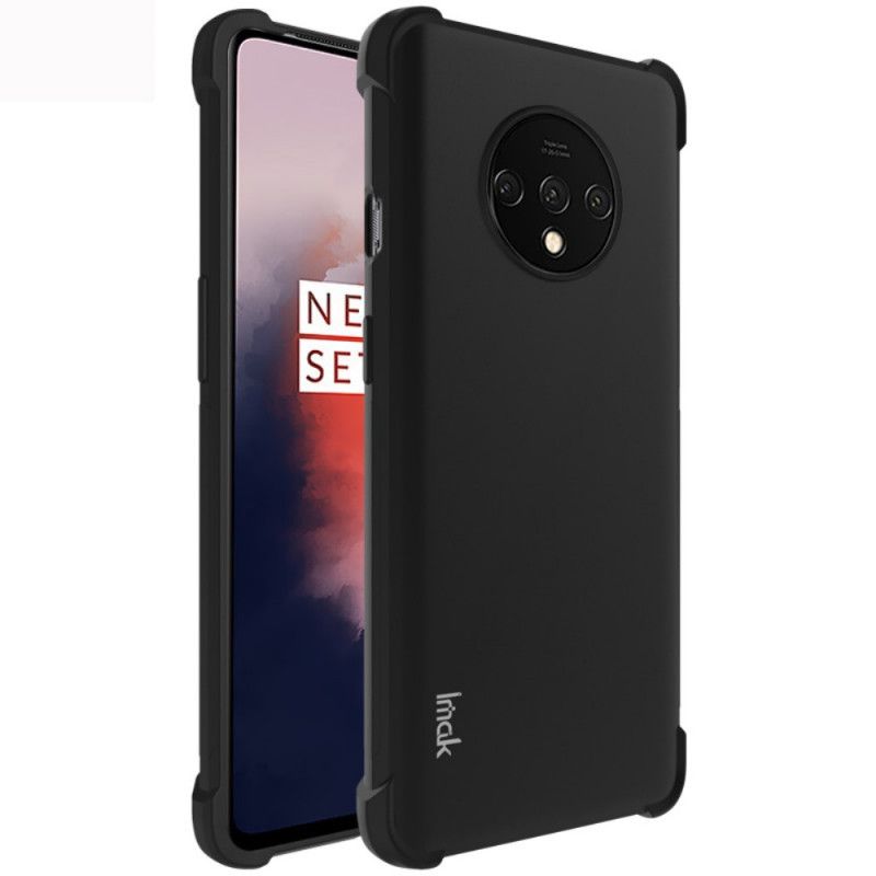 Hülle OnePlus 7T Schwarz Flexibles Silikon Mit Imak-Siebfolie