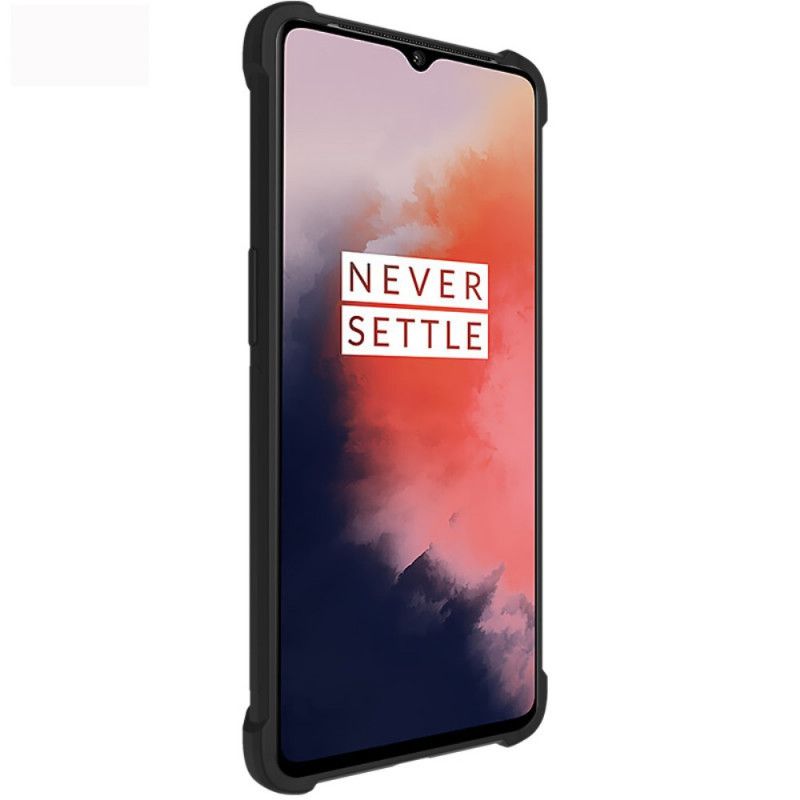 Hülle OnePlus 7T Schwarz Flexibles Silikon Mit Imak-Siebfolie